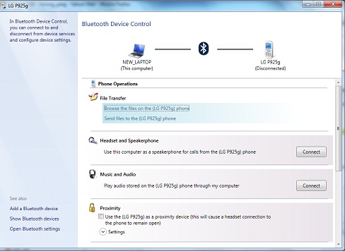 Bluetooth Device Control for LG Phone