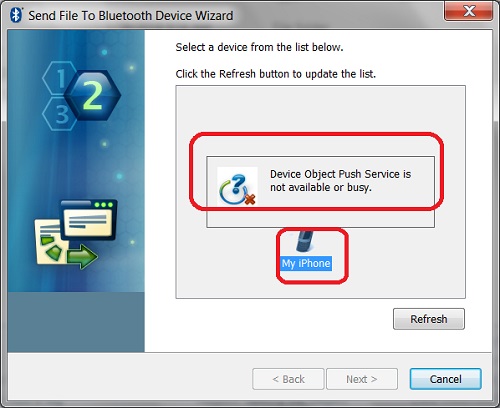 Bluetooth - Send File to iPhone from Windows 7 Failed