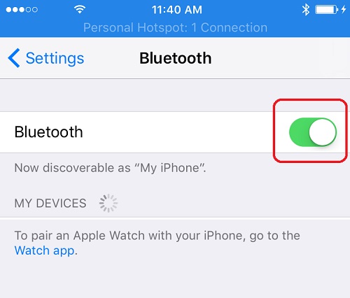 Turn on Bluetooth on iPhone Running iOS 10