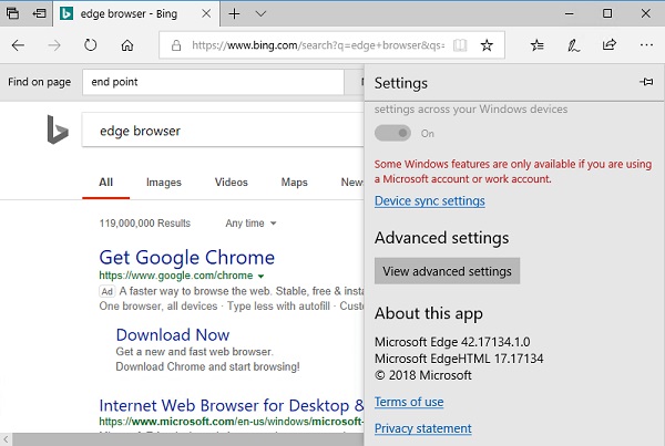 Edge Web Browser 42 Screenshot