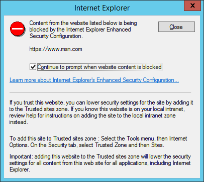Content from Website Blocked on IE