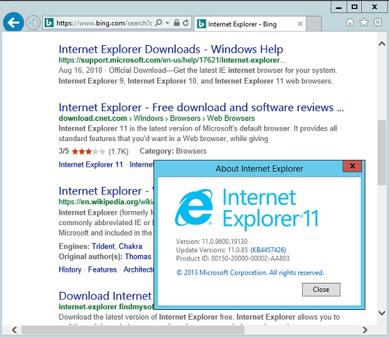 Internet Explorer (IE) 11 Screenshot