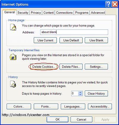 Internet Explorer Deleting Cookies