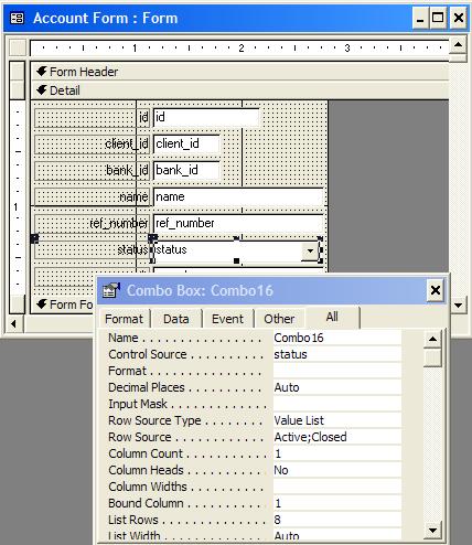 MS Access Combo Box with a Value List