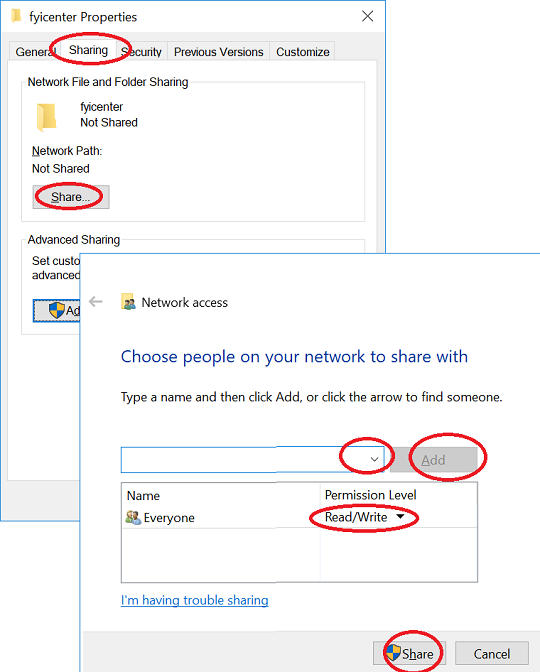 Share File/Folder on Windows 10