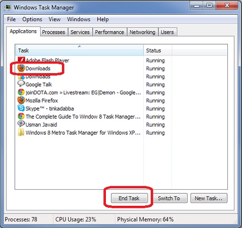 Windows 7 Task Manager - Terminate Application