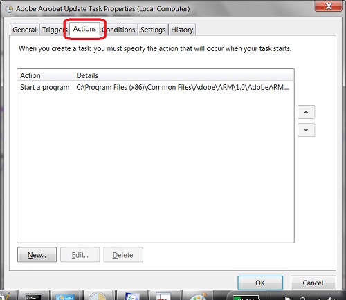 Windows 7 - Actions of Scheduled Task