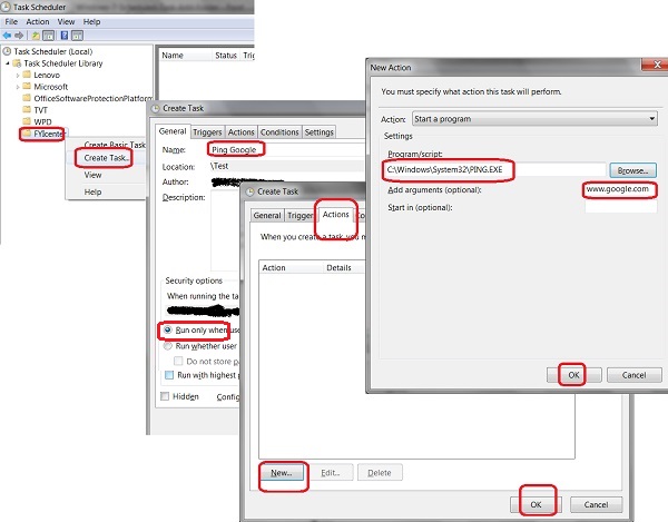Windows 7 - Create New Task with Task Scheduler
