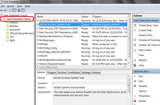 Windows 7 - View Scheduled Tasks on Task Scheduler