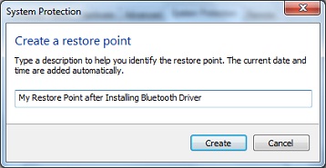 Creating Windows 7 System Restore Point