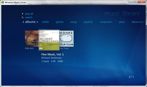 Windows Media Center Music Albums