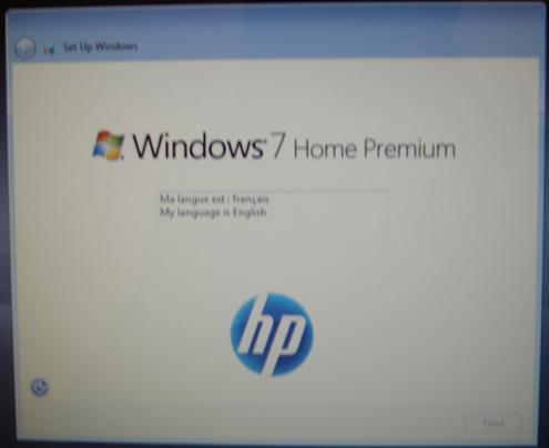 Windows 7 Setup - Language Selection
