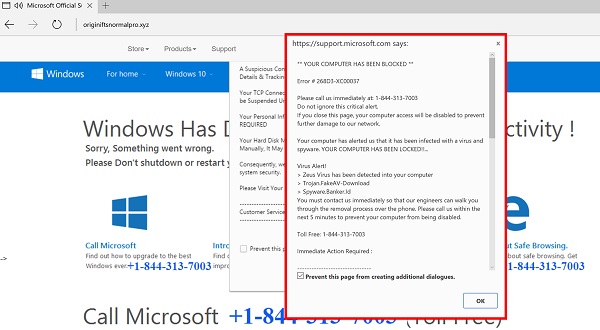 Fake Dialog Box Used in Tech Support Scam