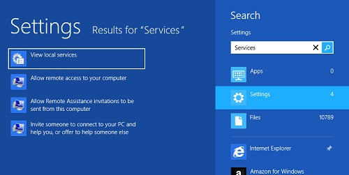Windows 8 Launching Services Console from Search Box