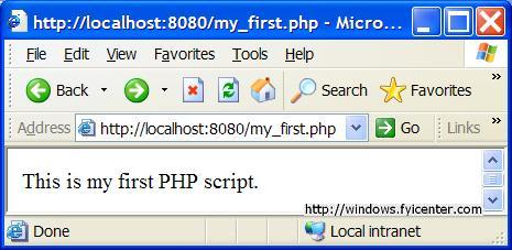Apache First PHP Script