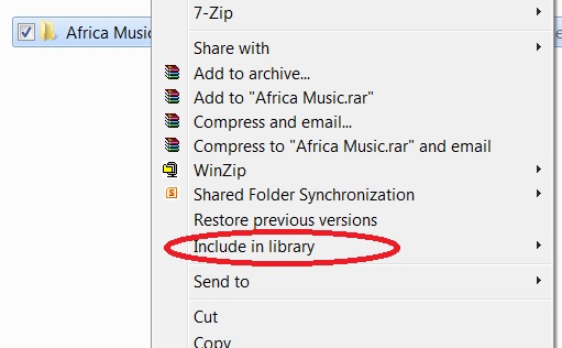 Add to Music Library in Windows 7