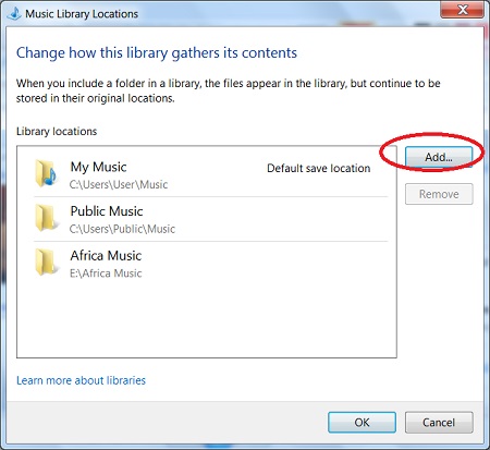 Adding Folders to the Music Player Library