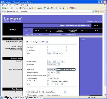 Linksys Wireless Router Admin Page