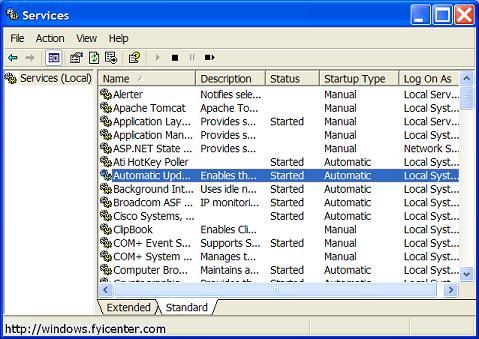 Windows Services Management Console