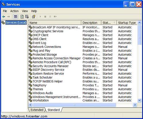 Windows Service Minimum List